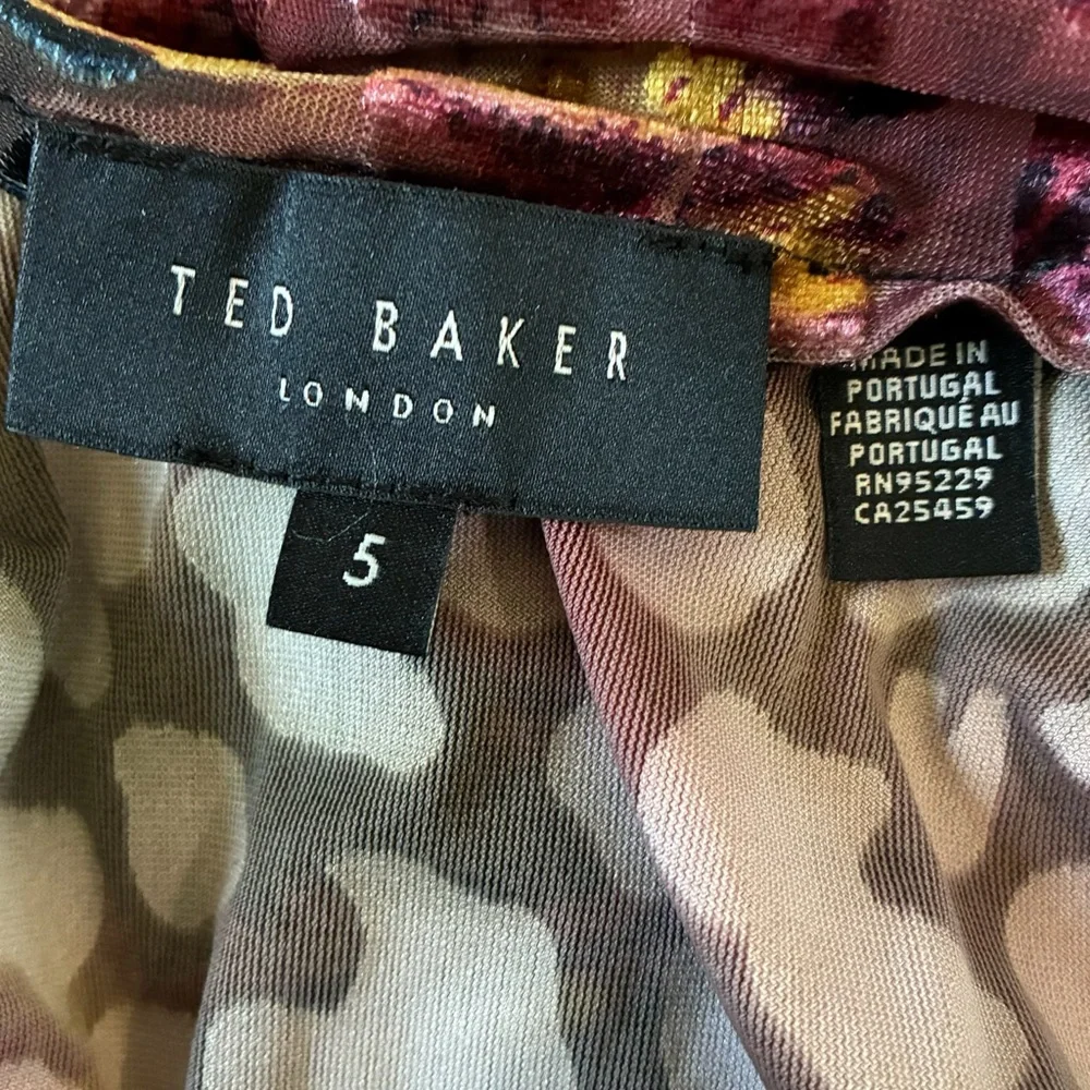 Ted Baker London Ettya Plunge Neck Puff Sleeve Burnout Velvet Top Maximalist